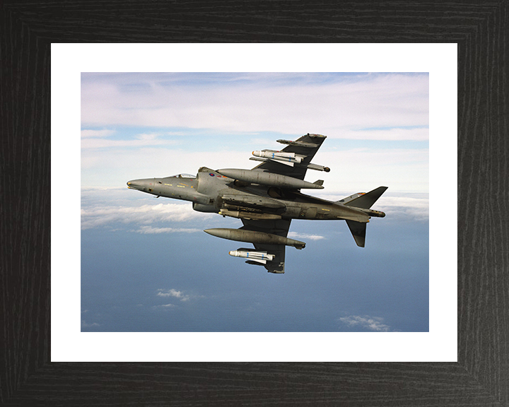 RAF Harrier Jet Banking 2002 Photo Print - Royal Air Force Aircraft Posters, Prints, & Visual Artwork Hampshire Prints 10 x 8 Black Frame Yes