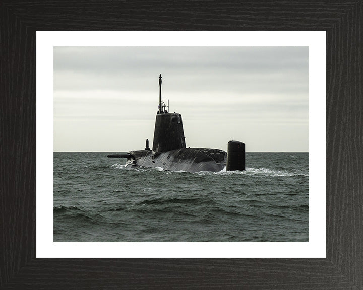 HMS Anson (S123) Photo Print - Port Quarter - Royal Navy Astute Class Submarine Hampshire Prints 10 x 8 Black Frame Yes