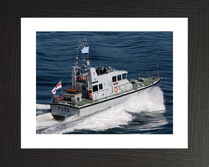 HMS Charger (P292) Royal Navy Archer Class P2000 Patrol Vessel Starboard Quarter View Photo Print Wall Art Decor Posters, Prints, & Visual Artwork Hampshire Prints 10 x 8 Black Frame Yes