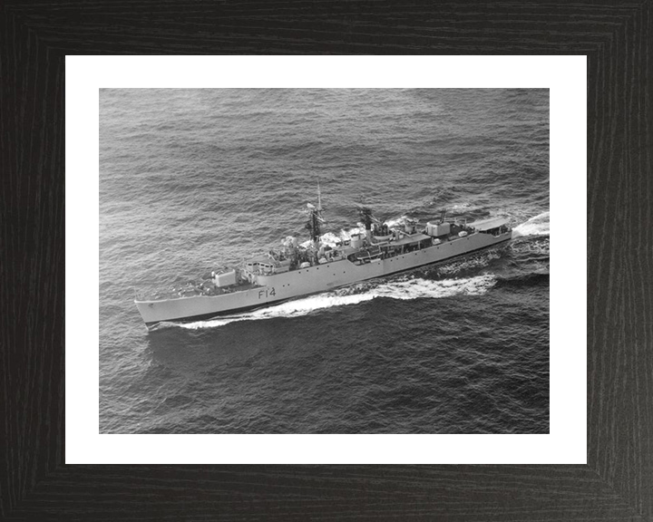 HMS Leopard (F14) Photo Print - Port Side View - Royal Navy Leopard Class Frigate Posters, Prints, & Visual Artwork Hampshire Prints 10 x 8 Black Frame Yes