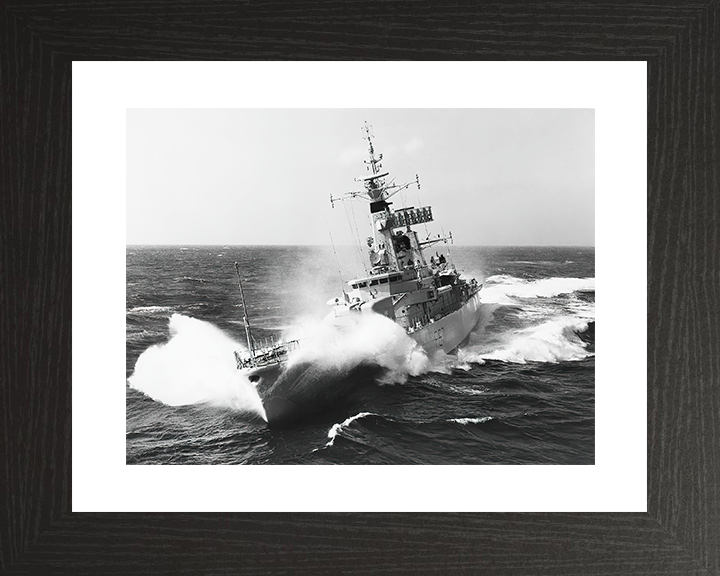 HMS Andromeda (F57) Royal Navy Leander Class Frigate In Rough Seas Photo Print Wall Art Decor Posters, Prints, & Visual Artwork Hampshire Prints 10 x 8 Black Frame Yes