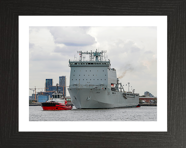 RFA Lyme Bay (L3007) Photo Print - With Tugs - Royal Fleet Auxiliary Bay Class Ship Hampshire Prints 10 x 8 Black Frame Yes