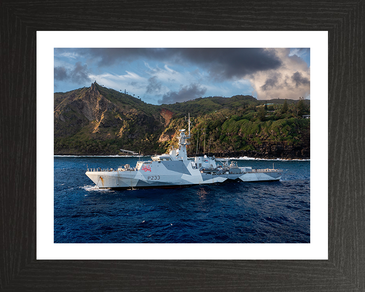 HMS Tamar (P233) Photo Print - South Pacific - Royal Navy River Class Patrol Vessel Hampshire Prints 10 x 8 Black Frame Yes