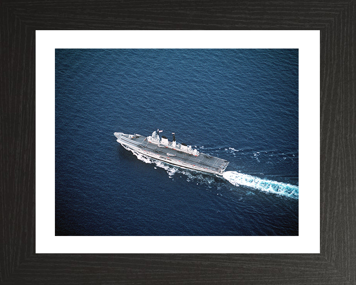 HMS Invincible (R05) Photo Print - At Sea 1991 - Royal Navy Invincible Class Aircraft Carrier Hampshire Prints 10 x 8 Black Frame Yes