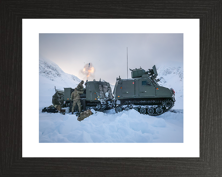 Royal Marine Commando Mortar Team Fire from a Viking Photo Print 45 Commando Marines Wall Art Military Decor Posters, Prints, & Visual Artwork Hampshire Prints 10 x 8 Black Frame Yes