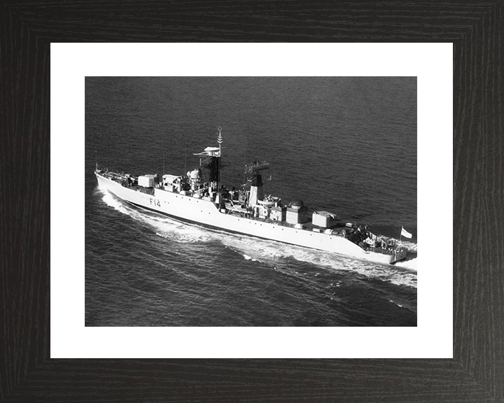 HMS Leopard (F14) - At Sea 1966 - Royal Navy Leopard Class Frigate Photo Print Wall Art Naval Decor UK Posters, Prints, & Visual Artwork Hampshire Prints 10 x 8 Black Frame Yes