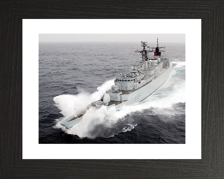 HMS Chatham (F87) Royal Navy Type 22 Frigate In Rough Sea Photo Print Wall Art Decor Posters, Prints, & Visual Artwork Hampshire Prints 10 x 8 Black Frame Yes