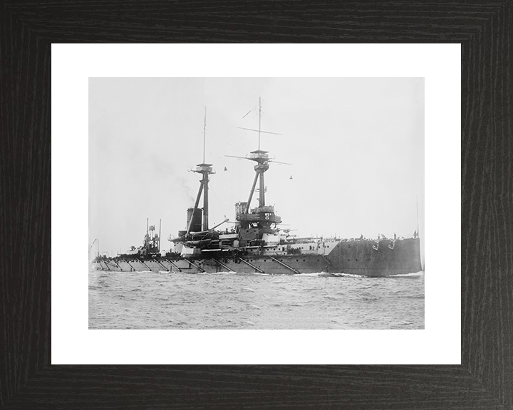 HMS Bellerophon (1907) Royal Navy Bellerophon Class Dreadnought Starboard View Photo Print Wall Art Decor Posters, Prints, & Visual Artwork Hampshire Prints 10 x 8 Black Frame Yes