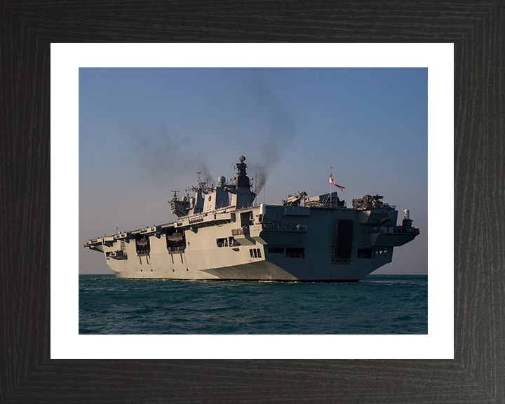 HMS Ocean (L12) Photo Print - At Sea 2016 - Royal Navy Landing Platform Helicopter Hampshire Prints 10 x 8 Black Frame Yes