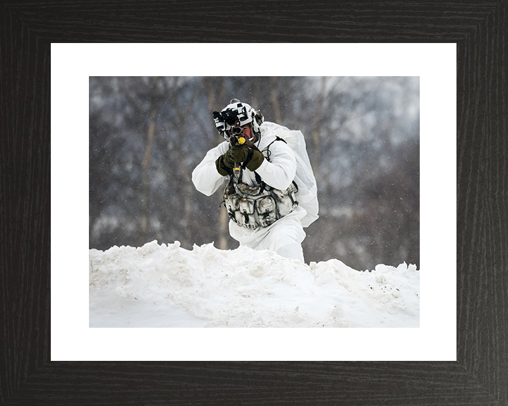 Royal Marine Aims During Cold Weather exercise Photo Print 40 Commando Marines Wall Art Military Decor UK Posters, Prints, & Visual Artwork Hampshire Prints 10 x 8 Black Frame Yes
