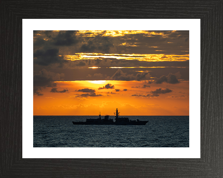 HMS Richmond (F239) Photo Print - At Sunset 2025 - Royal Navy Type 23 Frigate Hampshire Prints 10 x 8 Black Frame Yes