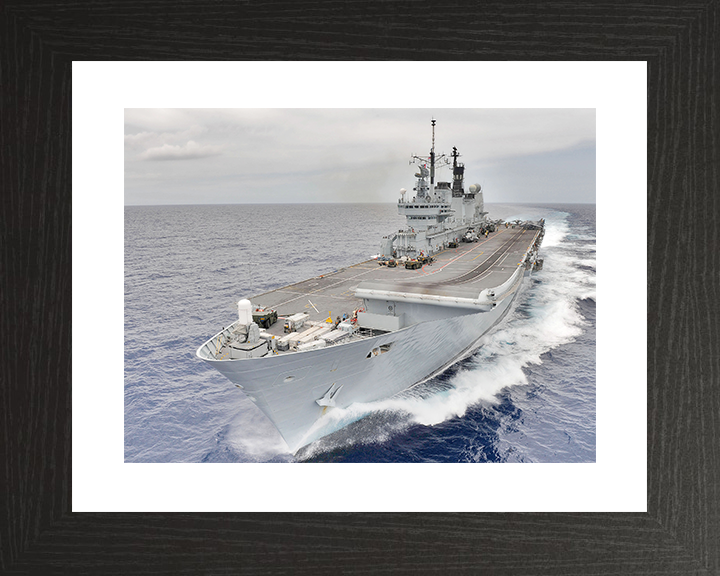 HMS Ark Royal (R07) Royal Navy Invincible Class Aircraft Carrier At Speed Photo Print Wall Art Decor Posters, Prints, & Visual Artwork Hampshire Prints 10 x 8 Black Frame Yes