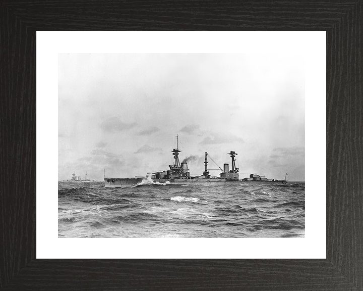 HMS Agincourt (1913) Photo Print - Port Side View - Royal Navy Dreadnought Battleship Hampshire Prints 10 x 8 Black Frame Yes