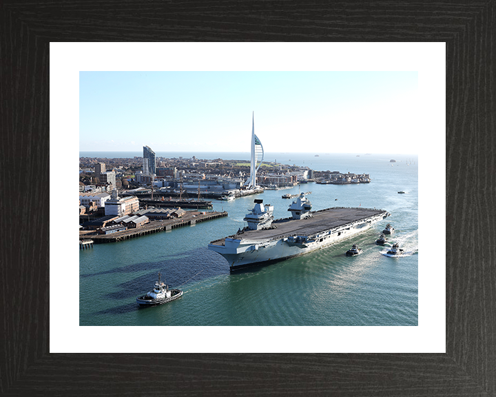 HMS Prince of Wales (R09) Photo Print - Homecoming 2025 - Royal Navy Queen Elizabeth Class Aircraft Carrier Posters, Prints, & Visual Artwork Hampshire Prints 10 x 8 Black Frame Yes