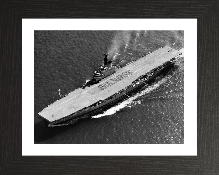 HMS Bulwark (R08) Photo Print - From the Air - Royal Navy Centaur Class Fleet Carrier Hampshire Prints 10 x 8 Black Frame Yes