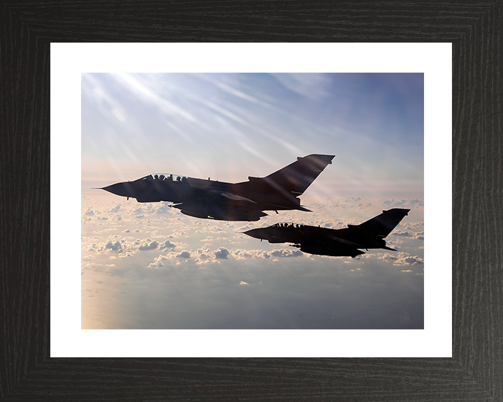 RAF Tornado GR4 Jets in Flight Over the Mediterranean Sea Photo Print - Royal Air Force Aircraft Posters, Prints, & Visual Artwork Hampshire Prints 10 x 8 Black Frame Yes
