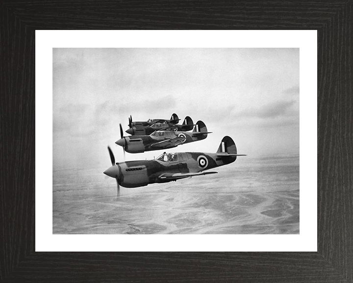 RAF Kittyhawk Mark Is in Formation Photo Print - Royal Air Force Aircraft Hampshire Prints 10 x 8 Black Frame Yes