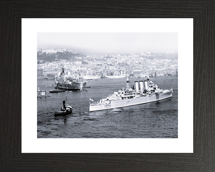 HMS Cumberland (57) Royal Navy County Class Cruiser Warship Naples 1955 Photo Print Wall Art Decor Posters, Prints, & Visual Artwork Hampshire Prints 10 x 8 Black Frame Yes