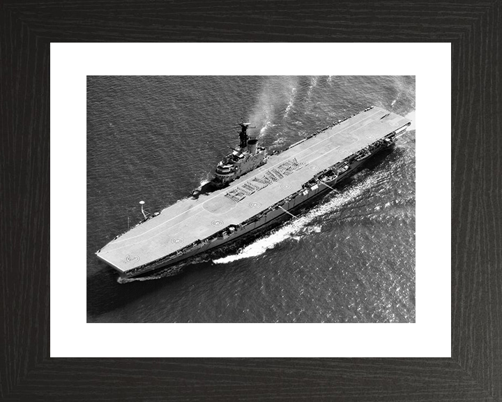 HMS Bulwark (R08) Royal Navy Centaur Class Fleet Carrier From the Air Photo Print Wall Art Decor Posters, Prints, & Visual Artwork Hampshire Prints 10 x 8 Black Frame Yes