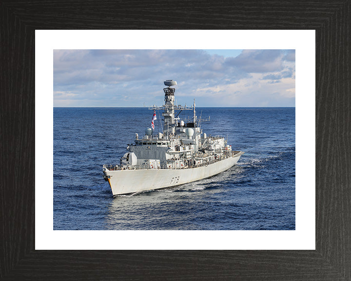 HMS Portland (F79) Photo Print - Port Bow View Underway - Royal Navy Type 23 Frigate Hampshire Prints 10 x 8 Black Frame Yes
