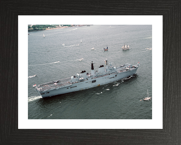 HMS Ark Royal (R07) Photo Print - New York Harbor - Royal Navy Invincible Class Aircraft Carrier Hampshire Prints 10 x 8 Black Frame Yes