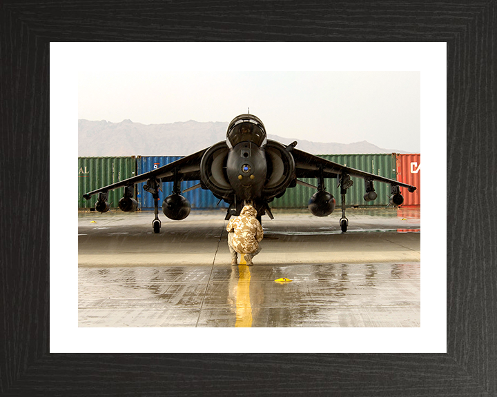 Harrier Jet in a Hanger in Afghanistan 2006 Photo Print - Royal Navy Aircraft Posters, Prints, & Visual Artwork Hampshire Prints 10 x 8 Black Frame Yes