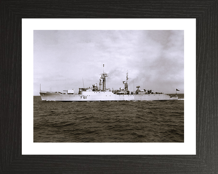 HMS Llandaff (F61) - At Sea 1959 - Royal Navy Salisbury Class Frigate Photo Print Wall Art Naval Decor UK Posters, Prints, & Visual Artwork Hampshire Prints 10 x 8 Black Frame Yes