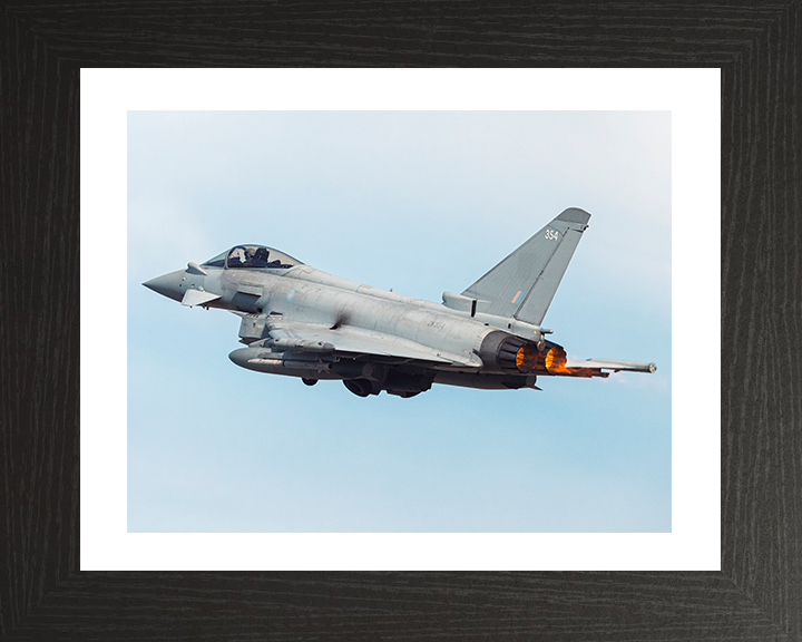 RAF Typhoon after takeoff Photo Print - Royal Air Force Aircraft Hampshire Prints 10 x 8 Black Frame Yes