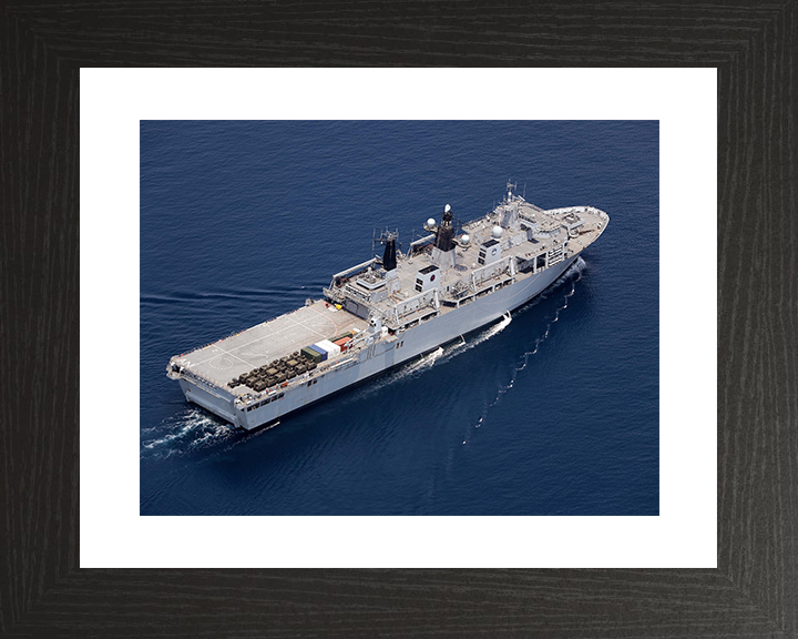 HMS Albion (L14) Royal Navy Albion Class Amphibious Ship Starboard View From Above Photo Print Wall Art Naval Decor Posters, Prints, & Visual Artwork Hampshire Prints 10 x 8 Black Frame Yes