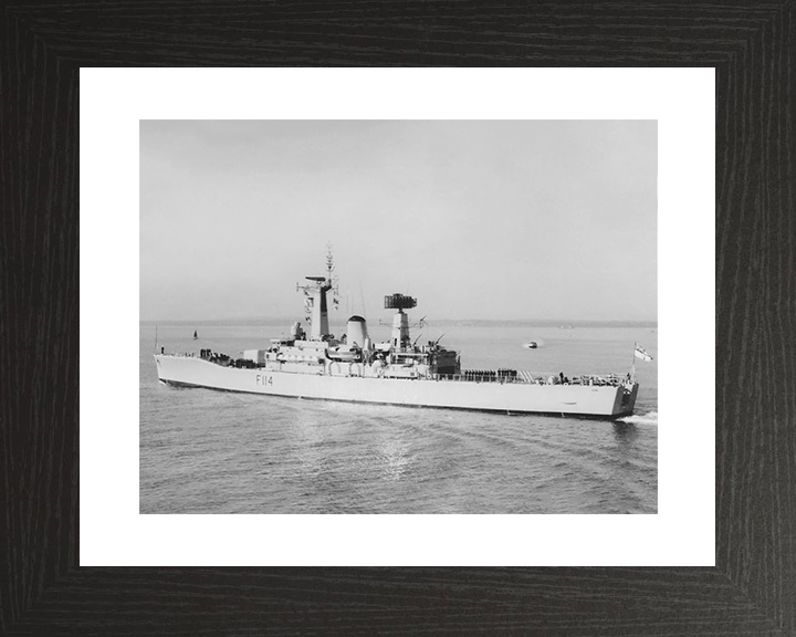 HMS Ajax (F114) Royal Navy Leander Class Frigate Photo Print Warship Wall Art Posters, Prints, & Visual Artwork Hampshire Prints 10 x 8 Black Frame Yes