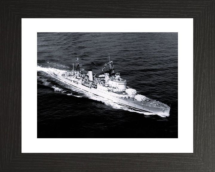 HMS Birmingham (C19) Royal Navy Town Class Light Cruiser At Sea Photo Print Wall Art Decor Posters, Prints, & Visual Artwork Hampshire Prints 10 x 8 Black Frame Yes