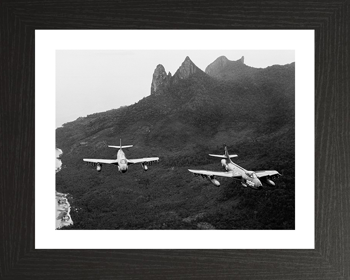 Two RAF Hawker Hunters in flight Photo Print - Royal Air Force Aircraft Hampshire Prints 10 x 8 Black Frame Yes