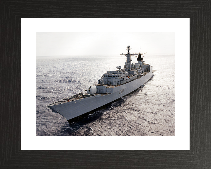 HMS Chatham (F87) Royal Navy Type 22 Frigate Port Bow View at Sunset Photo Print Wall Art Decor Posters, Prints, & Visual Artwork Hampshire Prints 10 x 8 Black Frame Yes