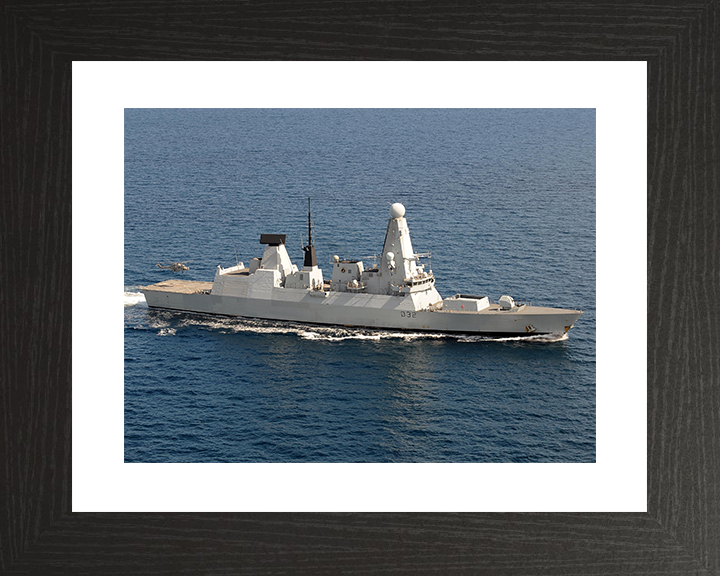 HMS Daring (D32) Royal Navy Type 45 Destroyer High Starboard Beam View Photo Print Wall Art Decor Posters, Prints, & Visual Artwork Hampshire Prints 10 x 8 Black Frame Yes