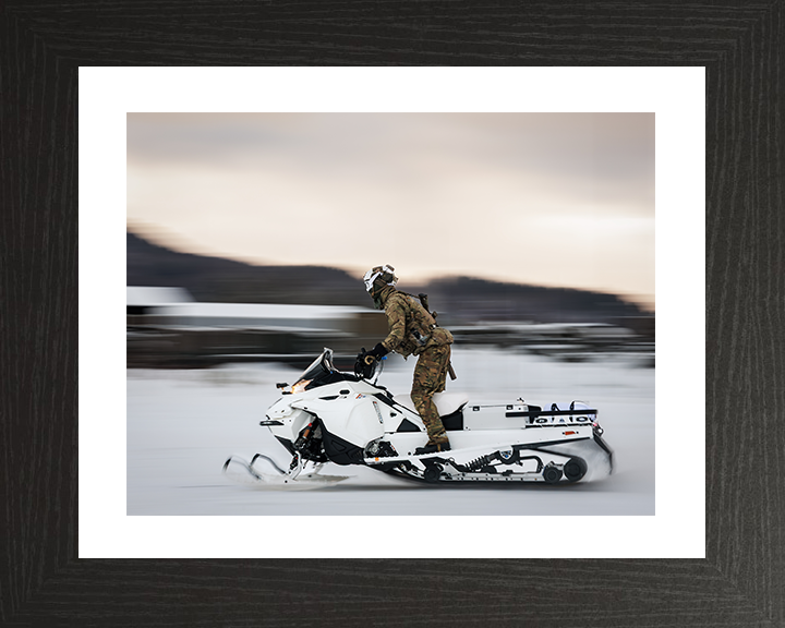 Royal Marine Commando Rides a Snowmobile Norway 2026 Photo Print 45 Commando Wall Art Military Decor Posters, Prints, & Visual Artwork Hampshire Prints 10 x 8 Black Frame Yes