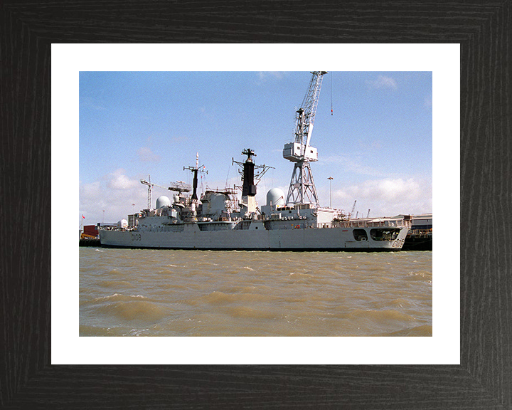 HMS Cardiff (D108) Photo Print - Portsmouth 1994 - Royal Navy Type 42 Destroyer Hampshire Prints 10 x 8 Black Frame Yes