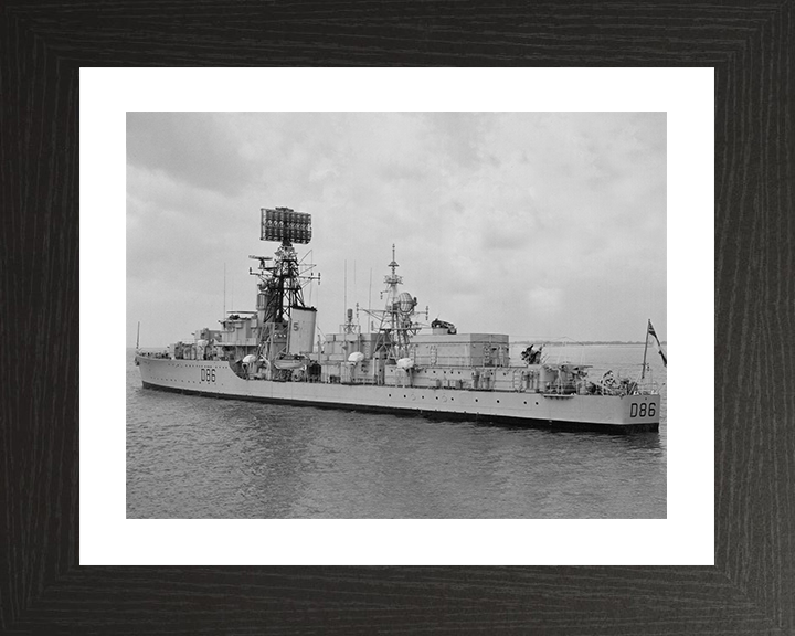 HMS Agincourt (D86) Photo Print - Underway - Royal Navy Battle Class Destroyer Posters, Prints, & Visual Artwork Hampshire Prints 10 x 8 Black Frame Yes