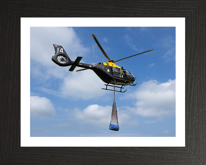 RAF Juno HT1 Helicopter Underslung Load Training Photo Print - Royal Air Force Aircraft Hampshire Prints 10 x 8 Black Frame Yes