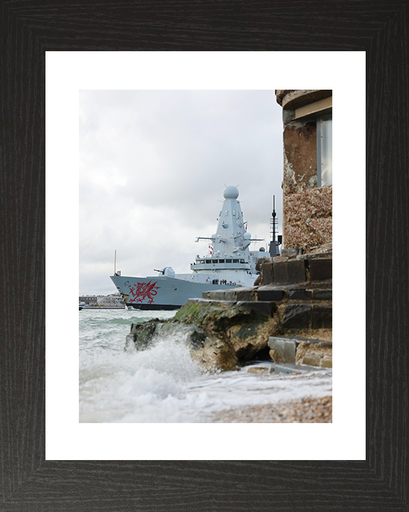 HMS Dragon (D35) Royal Navy Type 45 Destroyer Round Tower 2026 Photo Print Wall Art Decor Posters, Prints, & Visual Artwork Hampshire Prints 10 x 8 Black Frame Yes