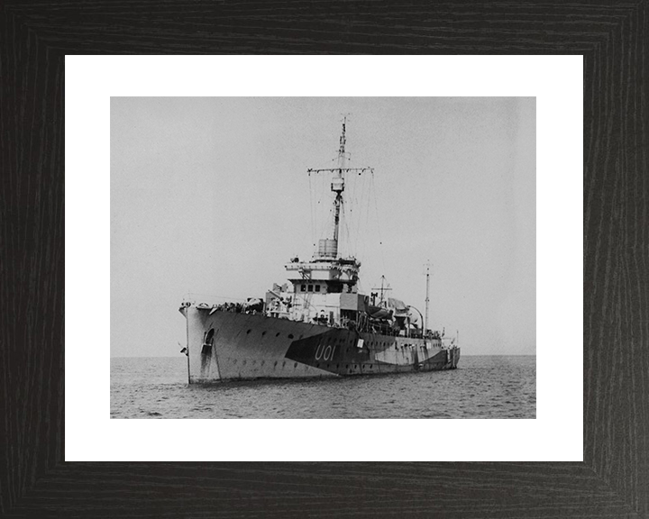 HMS Bridgewater (U01) Photo Print - at Sea 1942 - Royal Navy Bridgewater Class Sloop Posters, Prints, & Visual Artwork Hampshire Prints 10 x 8 Black Frame Yes