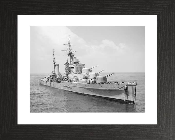 HMS Dido (37) Royal Navy Dido Class Cruiser Starboard Bow View Photo Print Wall Art Decor Posters, Prints, & Visual Artwork Hampshire Prints 10 x 8 Black Frame Yes
