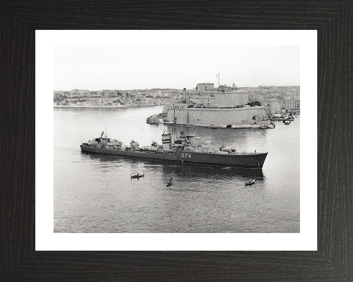HMS Legion (G74) Photo Print - Valletta Malta - Royal Navy A Class Destroyer Hampshire Prints 10 x 8 Black Frame Yes