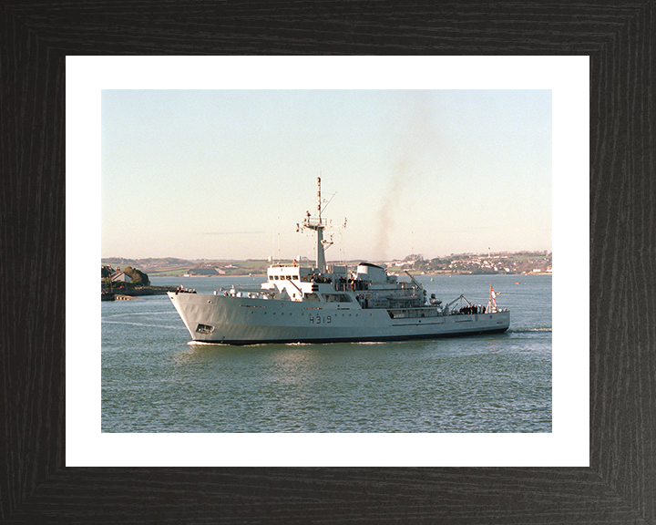 HMS Beagle (H319) Photo Print - Leaving Devonport - Royal Navy Bulldog Class Survey Vessel