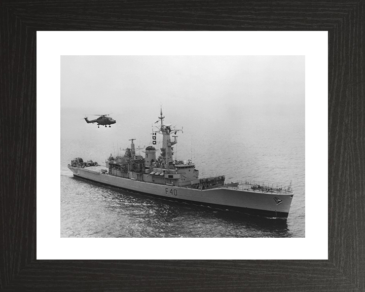 HMS Sirius (F40) Photo Print - With Helicopter - Royal Navy Leander Class Frigate Posters, Prints, & Visual Artwork Hampshire Prints 10 x 8 Black Frame Yes