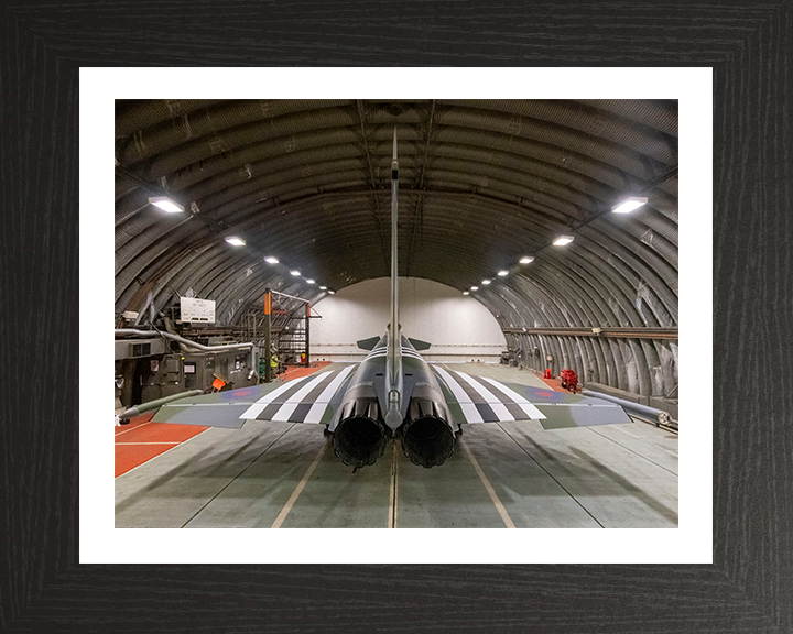 RAF Typhoon in a hanger Photo Print - Royal Air Force Aircraft Hampshire Prints 10 x 8 Black Frame Yes