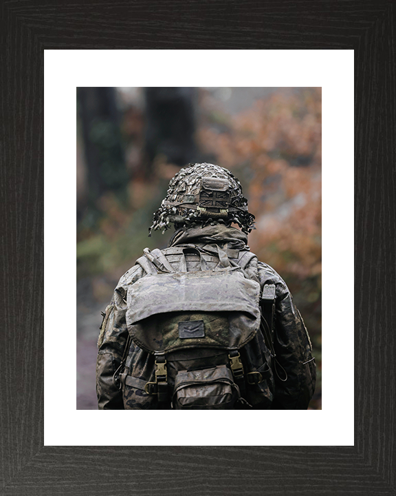 British Army Soldier Officer Cadet Rear Portrait on Exercise Photo Print Wall Art Military Decor Posters, Prints, & Visual Artwork Hampshire Prints 10 x 8 Black Frame Yes