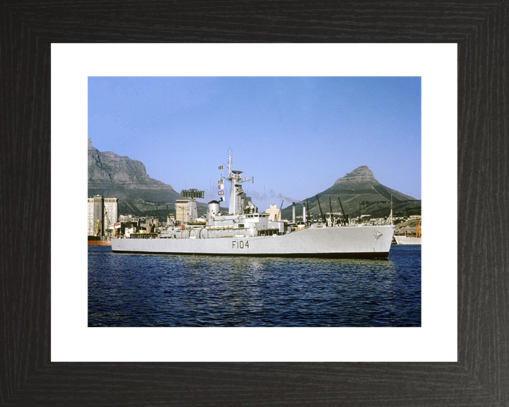 HMS Dido (F104) Royal Navy Leander Class Frigate Leaving Harbour Photo Print Wall Art Decor Posters, Prints, & Visual Artwork Hampshire Prints 10 x 8 Black Frame Yes