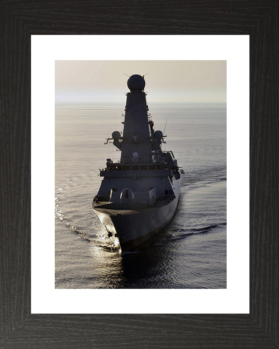 HMS Diamond (D34) Royal Navy Type 45 Destroyer Bow View at Sunset Photo Print Wall Art Decor Posters, Prints, & Visual Artwork Hampshire Prints 10 x 8 Black Frame Yes