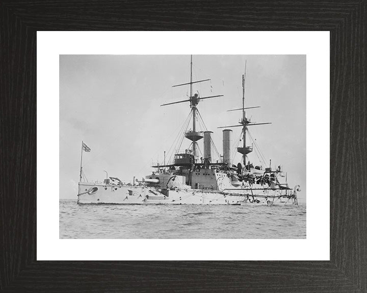 HMS Hood (1859) Photo Print - At Anchor - Royal Navy Cruiser Hampshire Prints 10 x 8 Black Frame Yes