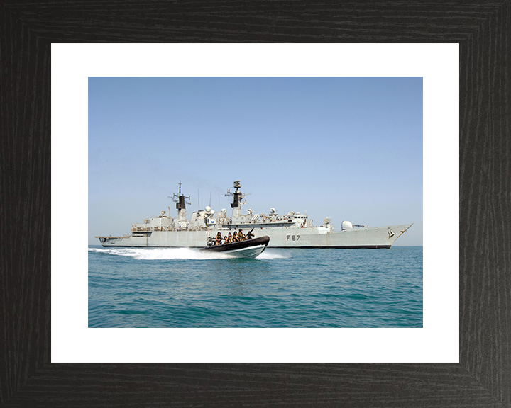 HMS Chatham (F87) Royal Navy Type 22 Frigate Al Basrah Iraqi 2008 Photo Print Wall Art Decor Posters, Prints, & Visual Artwork Hampshire Prints 10 x 8 Black Frame Yes
